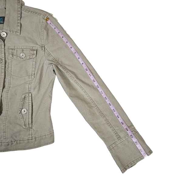 French Cuff 100% Cotton Women's Jean Jacket, Tan, Small - Picture 11 of 11